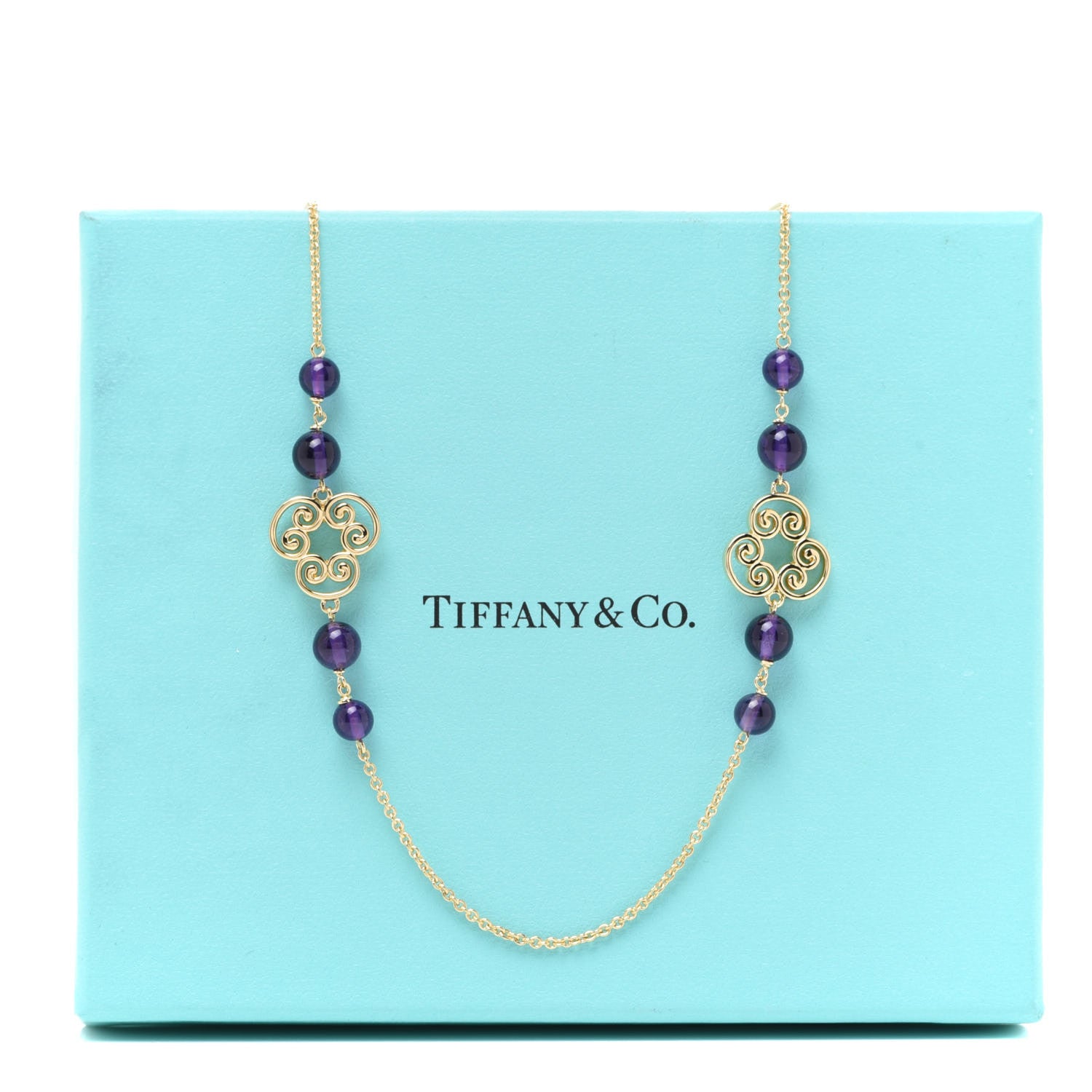 Tiffany 18K Yellow Gold Amethyst Paloma Picasso Venezia Bead Necklace 6 of 6