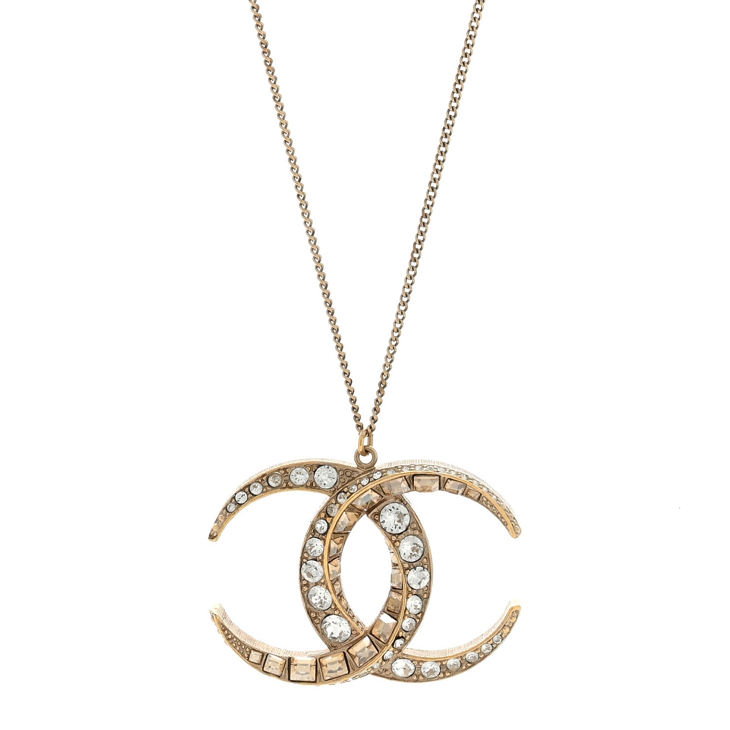 Chanel Baguette Crystal Moon CC Necklace Gold 1 of 5