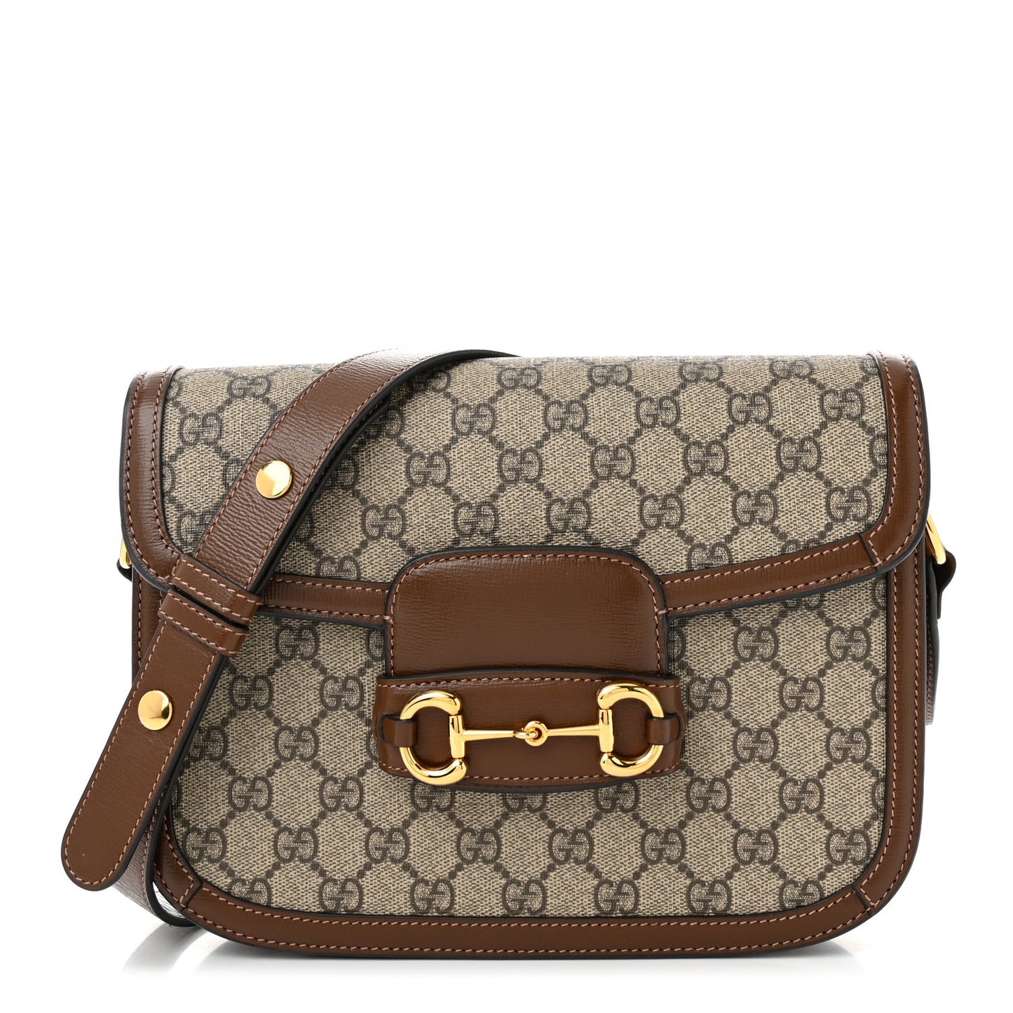 GG Supreme Monogram Horsebit 1955 Shoulder Bag Beige Brown Sugar