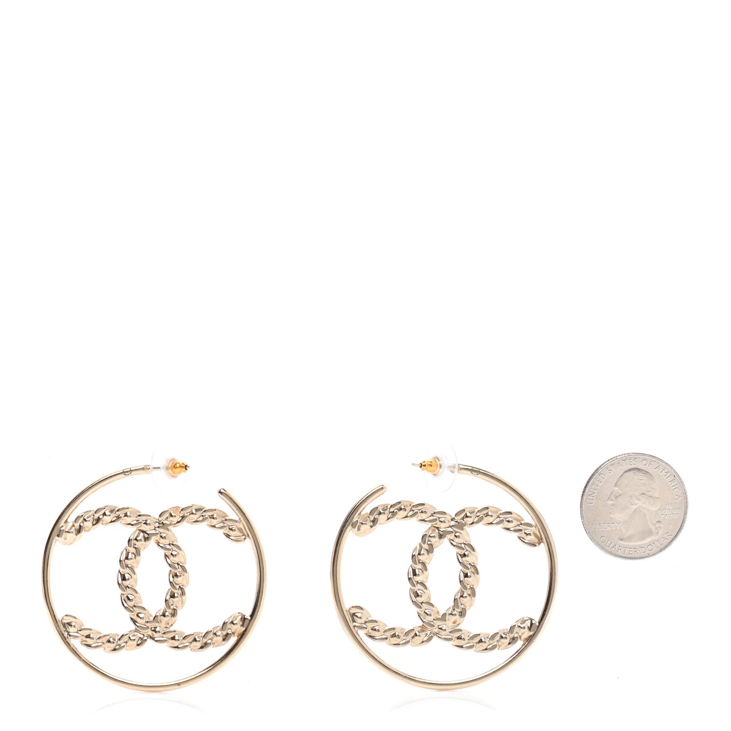 Chanel Crystal Chain Chanel Strass CC Drop Earrings Gold 2 of 5