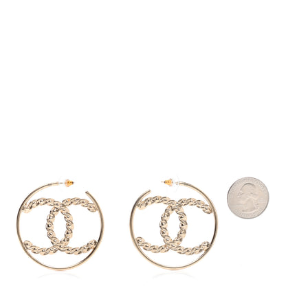 Chanel Crystal Chain Chanel Strass CC Drop Earrings Gold 2 of 5