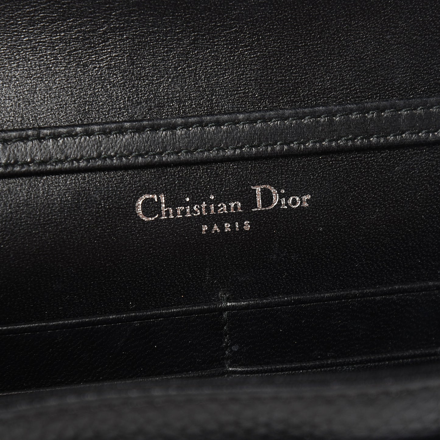 Grained Calfskin Diorama Wallet on Chain Pouch Black