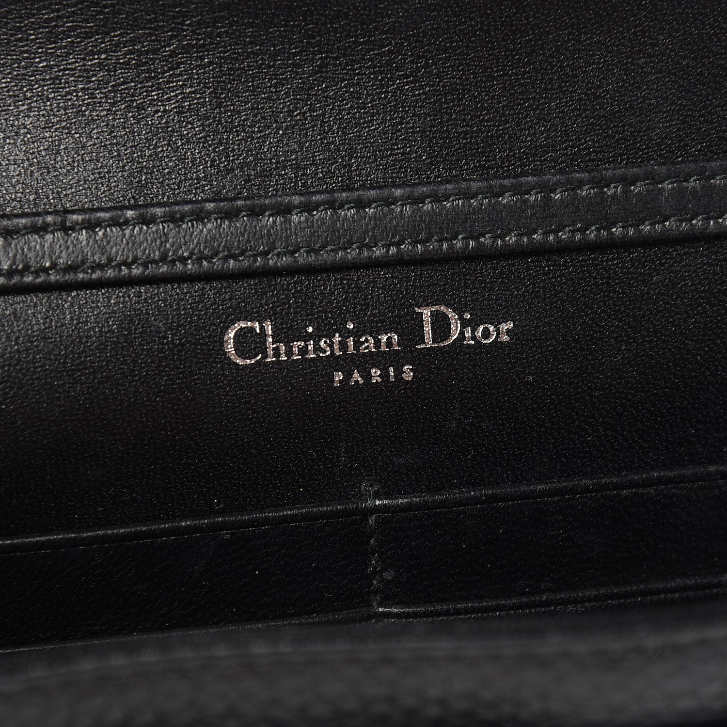 Christian Dior Grained Calfskin Diorama Wallet on Chain Pouch Black 6 of 13