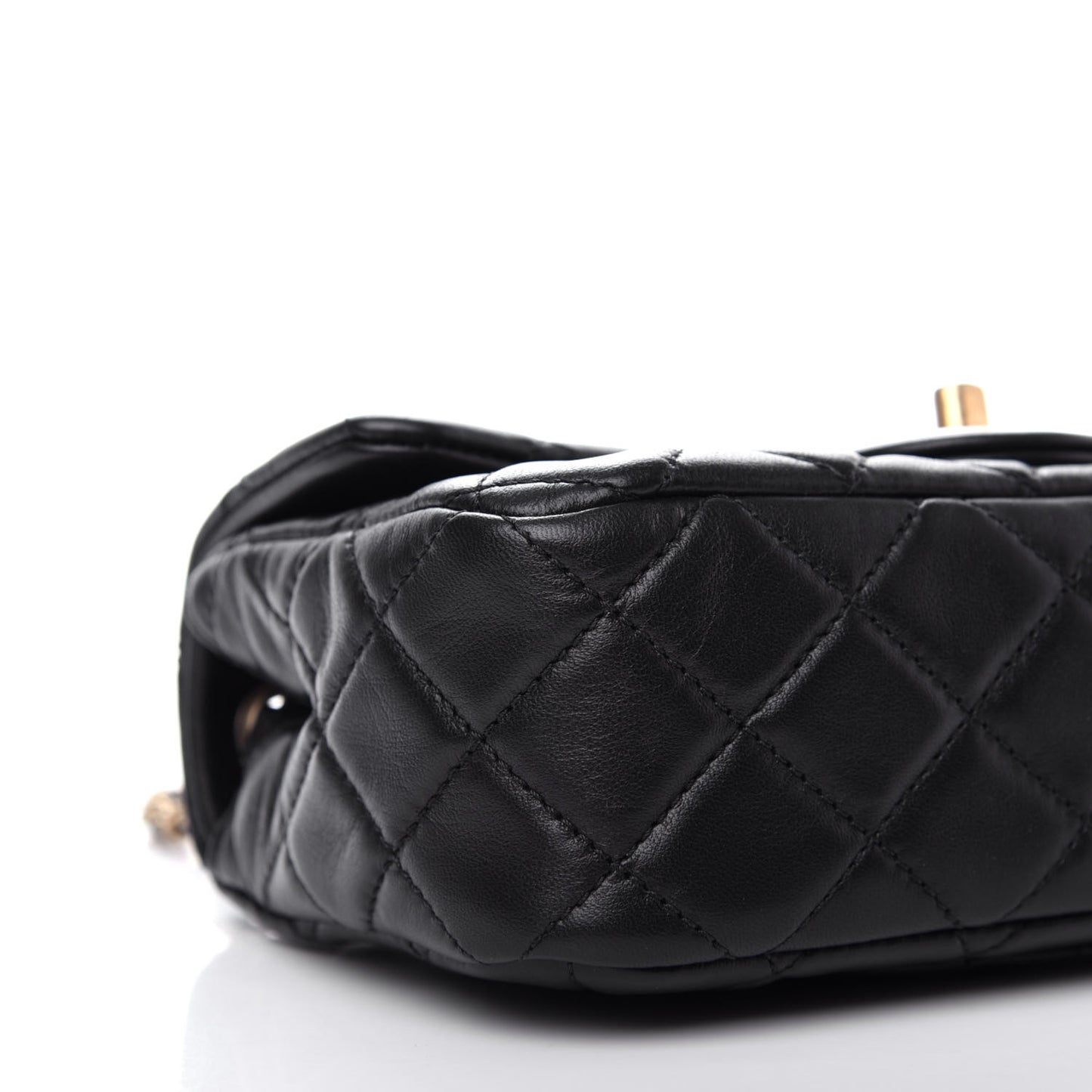 Lambskin Quilted Mini Rectangular Pearl Crush Flap Black
