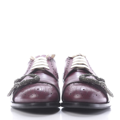 Gucci Calfskin Bee Embroidered Mens Queercore Brogue Derby Shoes 9.5 Bordeaux 2 of 10