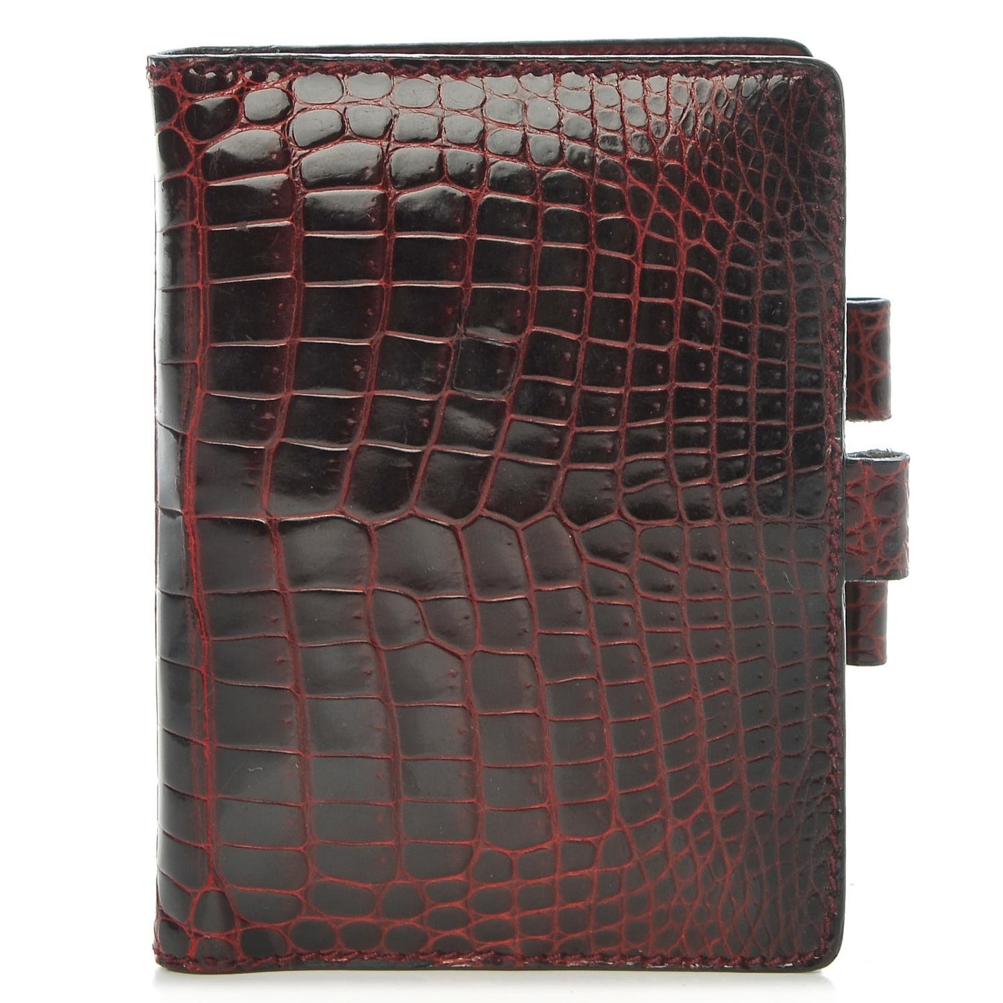 Glazed Crocodile Mini Agenda Cover Burgundy