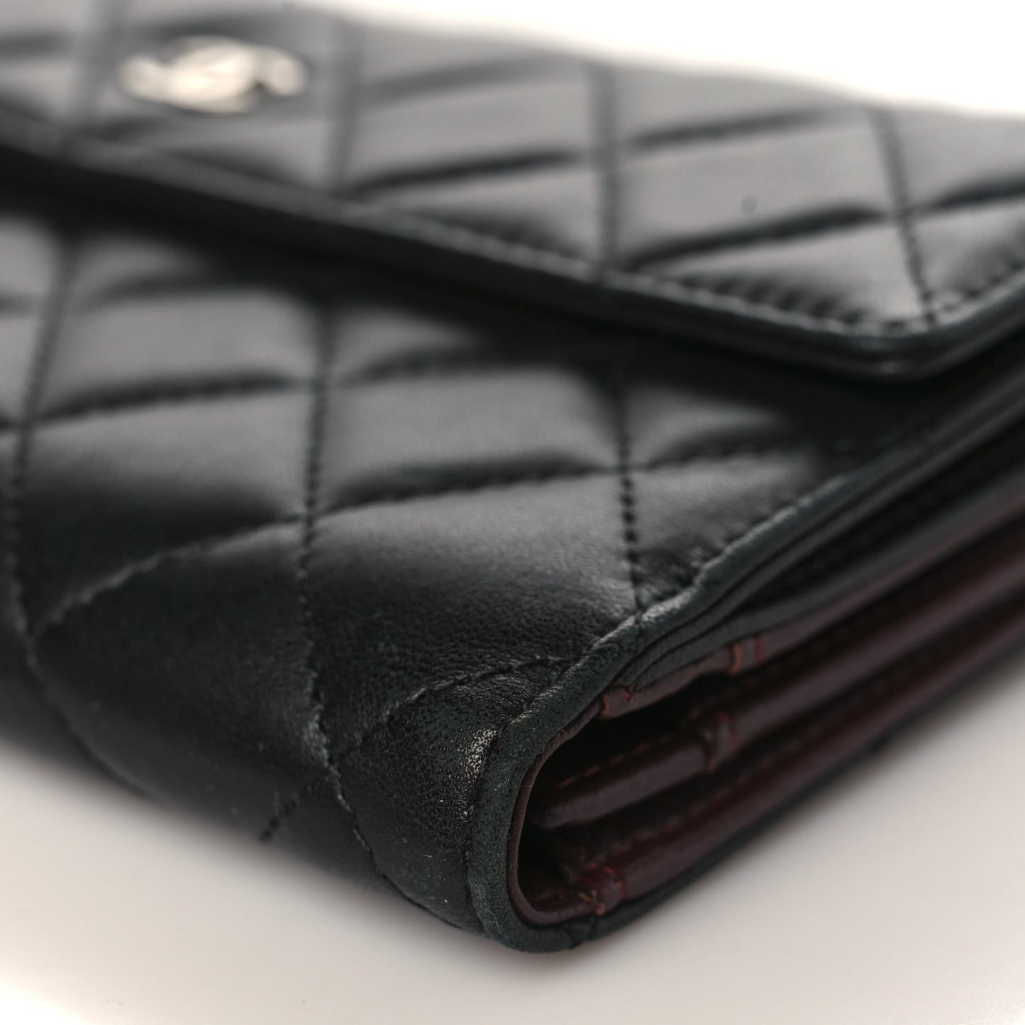 Lambskin Quilted Long Flap Wallet Black
