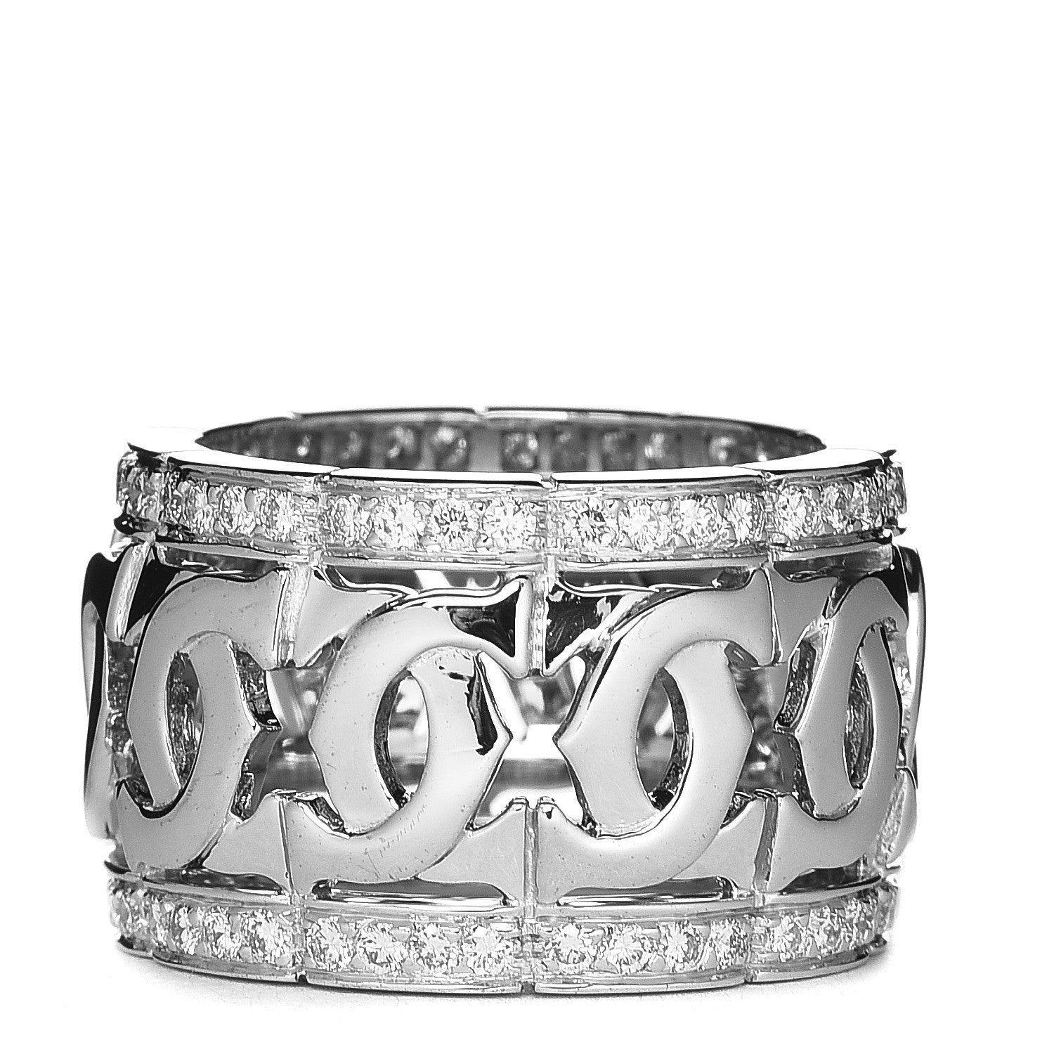 Cartier 18K White Gold Diamond Entrelaces Ring 51 5.75 1 of 5