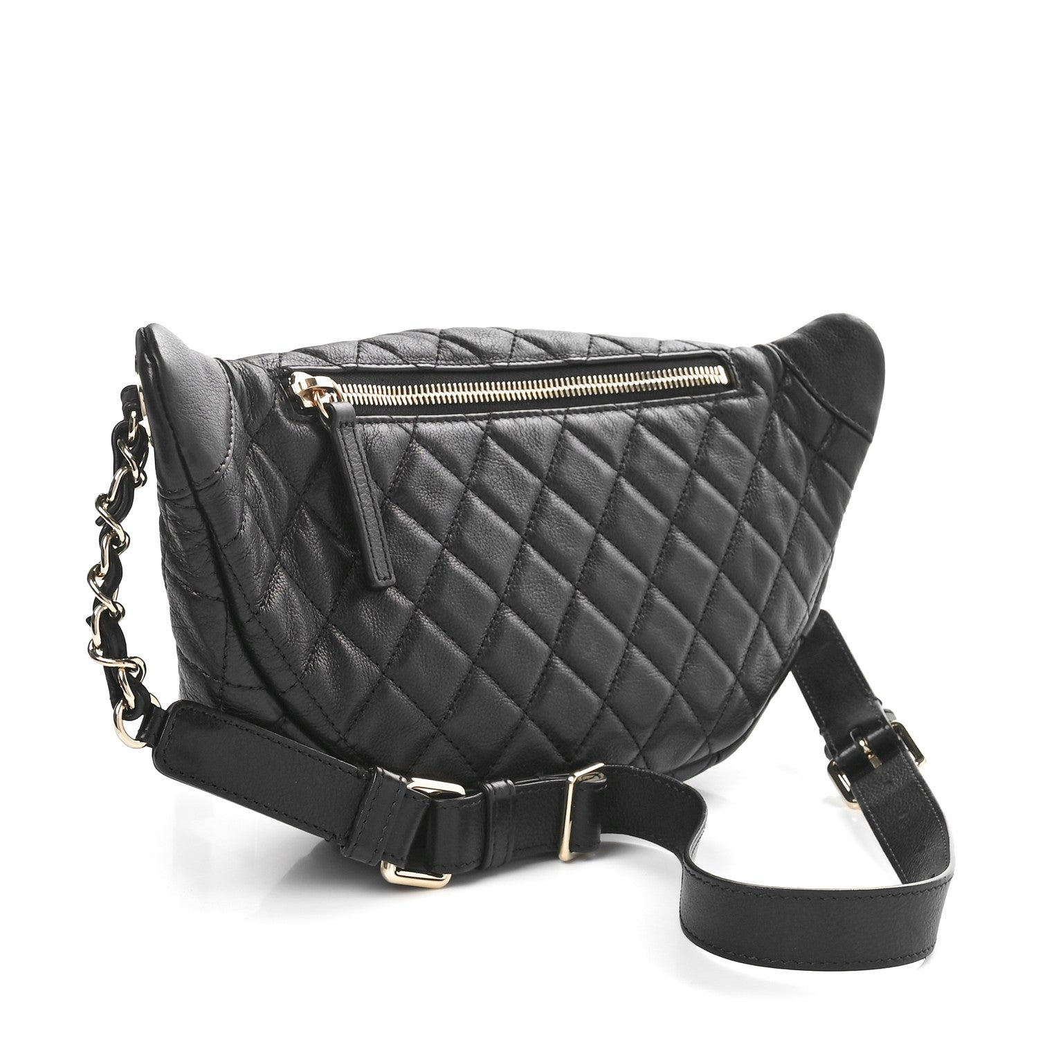 Chanel Calfskin Quilted Banane Waist Bag Fanny Pack Black 2 of 10