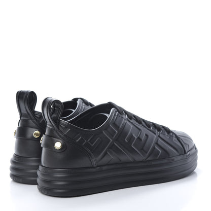 Fendi Lambksin FF Embossed Rise Low Top Sneakers 36.5 Black 4 of 8