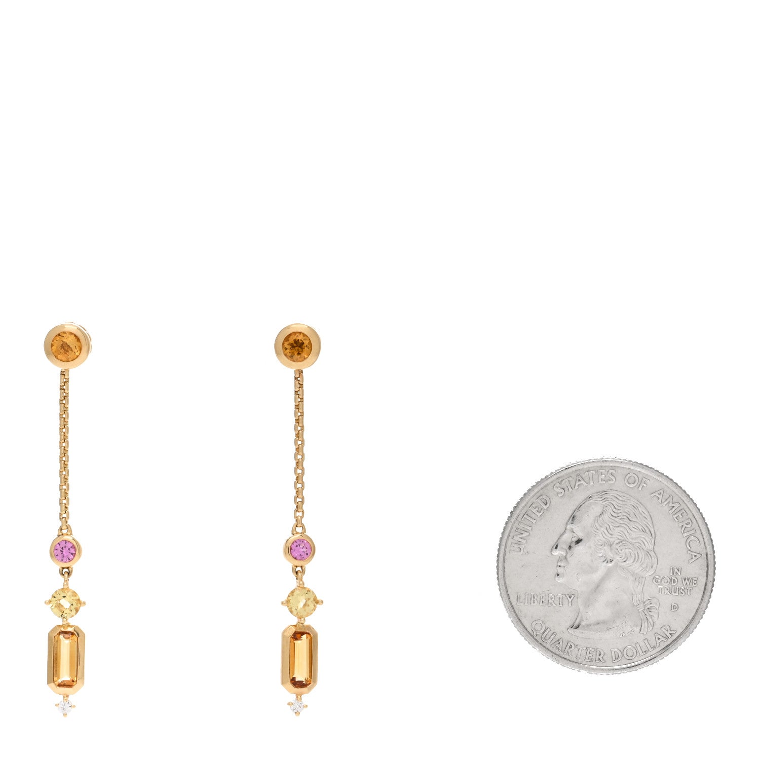 David Yurman 18K Yellow Gold Diamond Citrine Yellow Beryl Pink Sapphire Novella Drop Earrings 2 of 3
