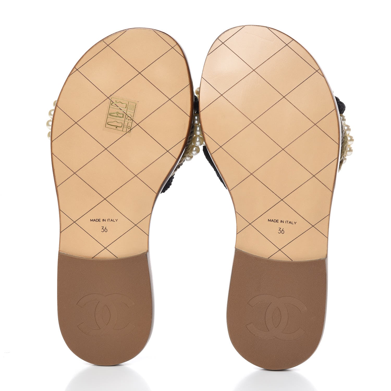Chanel Lambskin Pearl Cord CC Mules 36 Black Beige 5 of 8