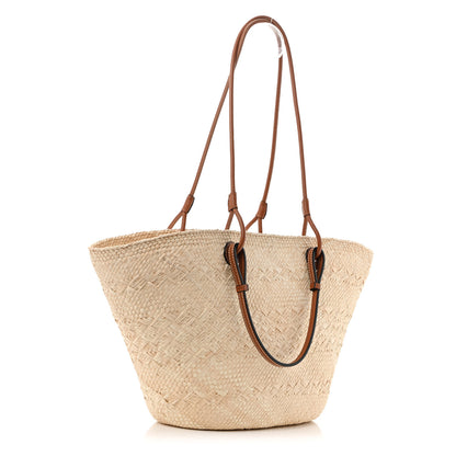 Loewe Calfskin Raffia Small Anagram Basket Tote Bag Natural Tan 3 of 12