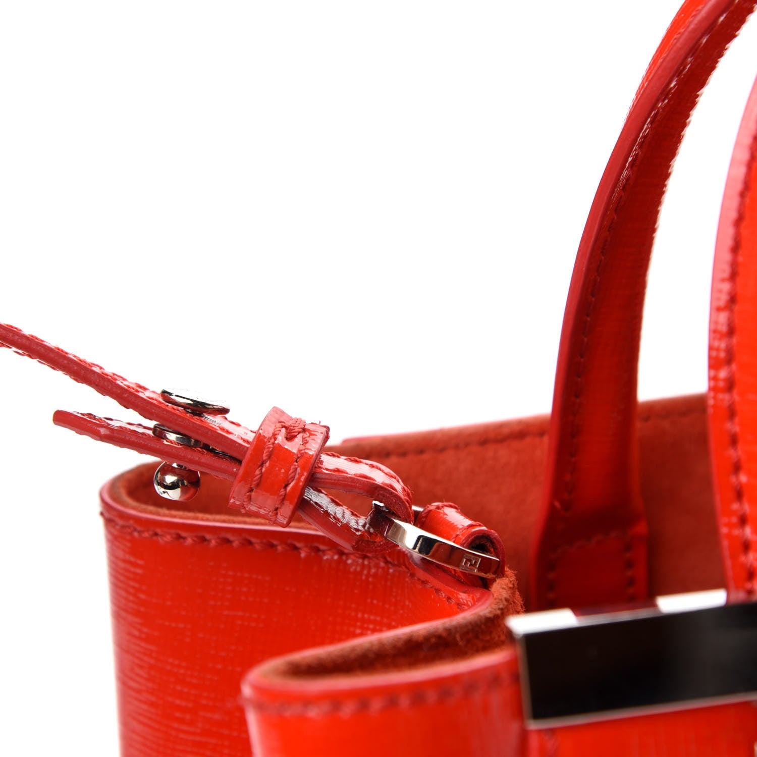 Fendi Vitello Vernice Camoscio Petite 2Jours Tote Papavero 8 of 12