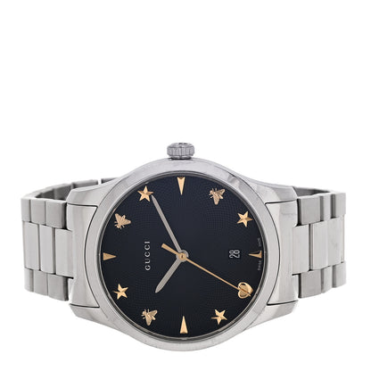 Gucci Stainless Steel 38mm G-Timeless Charm Quartz Watch Black 2 of 4