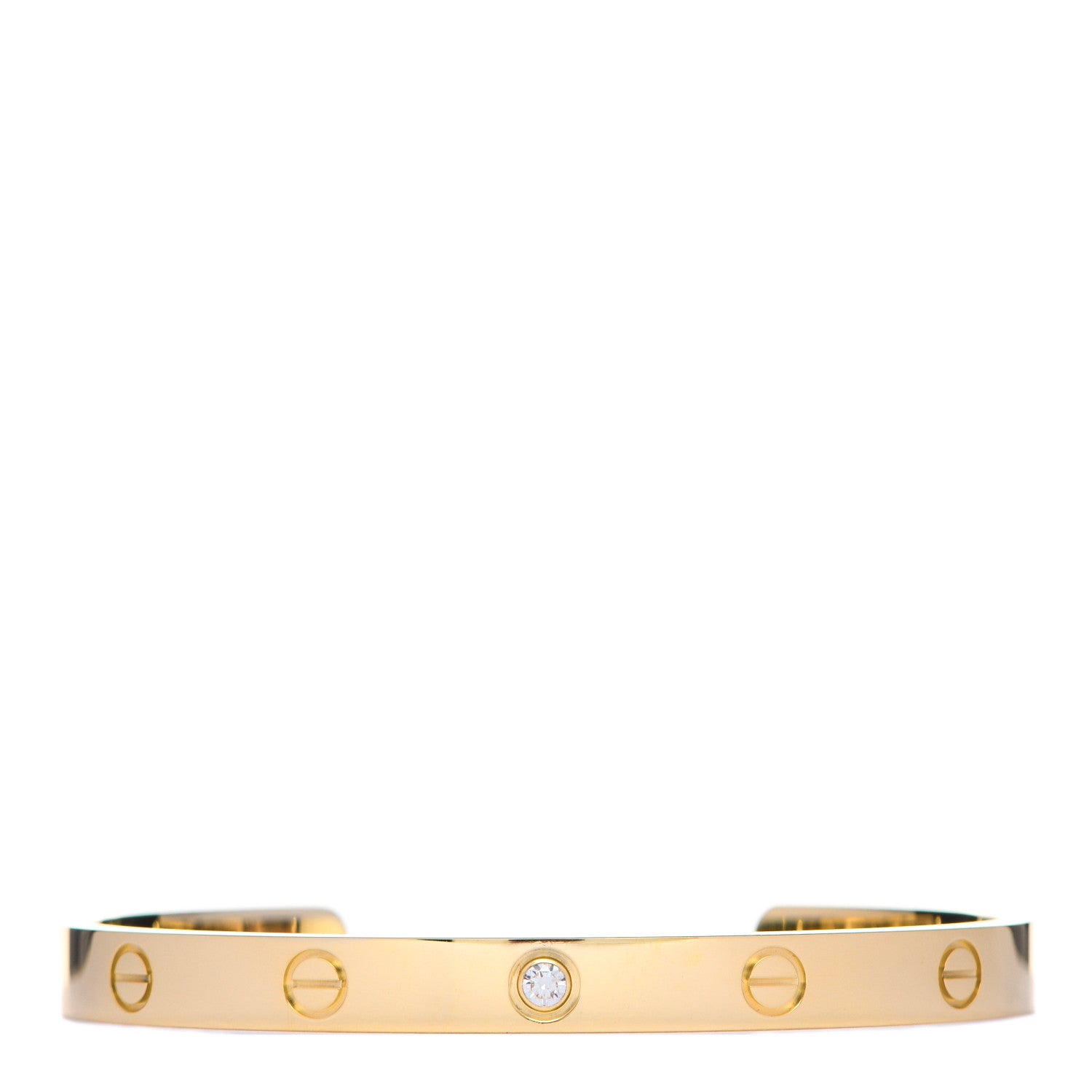 Cartier 18K Yellow Gold 1 Diamond LOVE Cuff Bracelet 18 1 of 6
