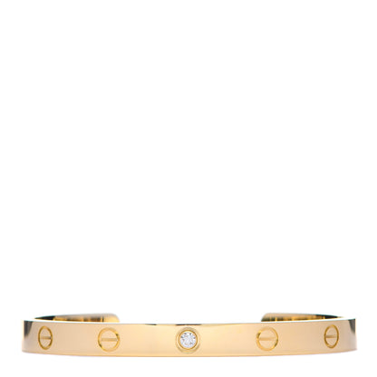 Cartier 18K Yellow Gold 1 Diamond LOVE Cuff Bracelet 18 1 of 6