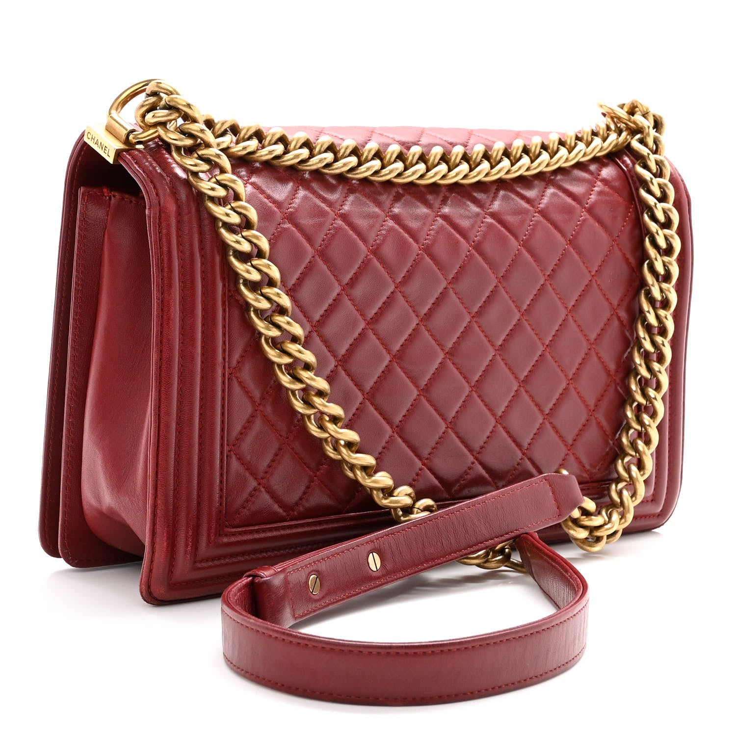 Chanel Lambskin Quilted New Medium Boy Flap Dark Red 2 of 9