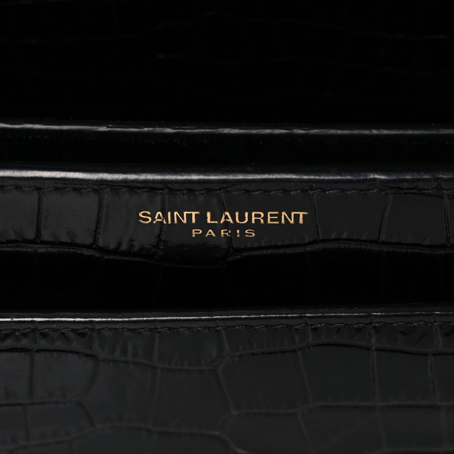 Calfskin Crocodile Embossed Large Monogram Sunset Black