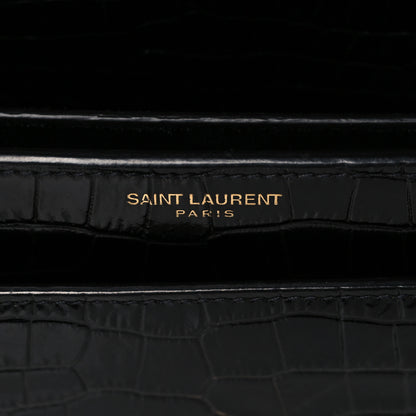 Saint Laurent Calfskin Crocodile Embossed Large Monogram Sunset Black 6 of 10