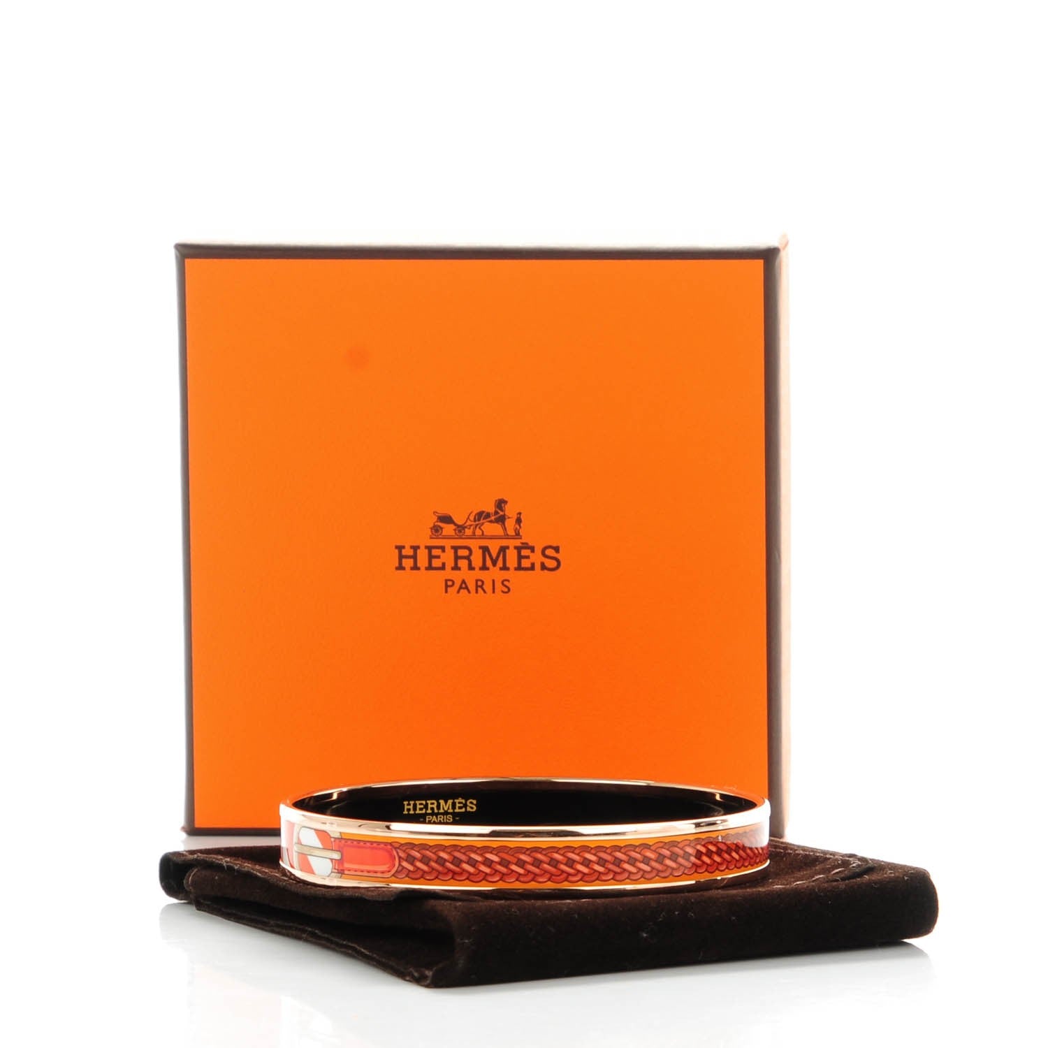 Hermes Enamel Printed Narrow Coaching Bracelet 70 5 of 7