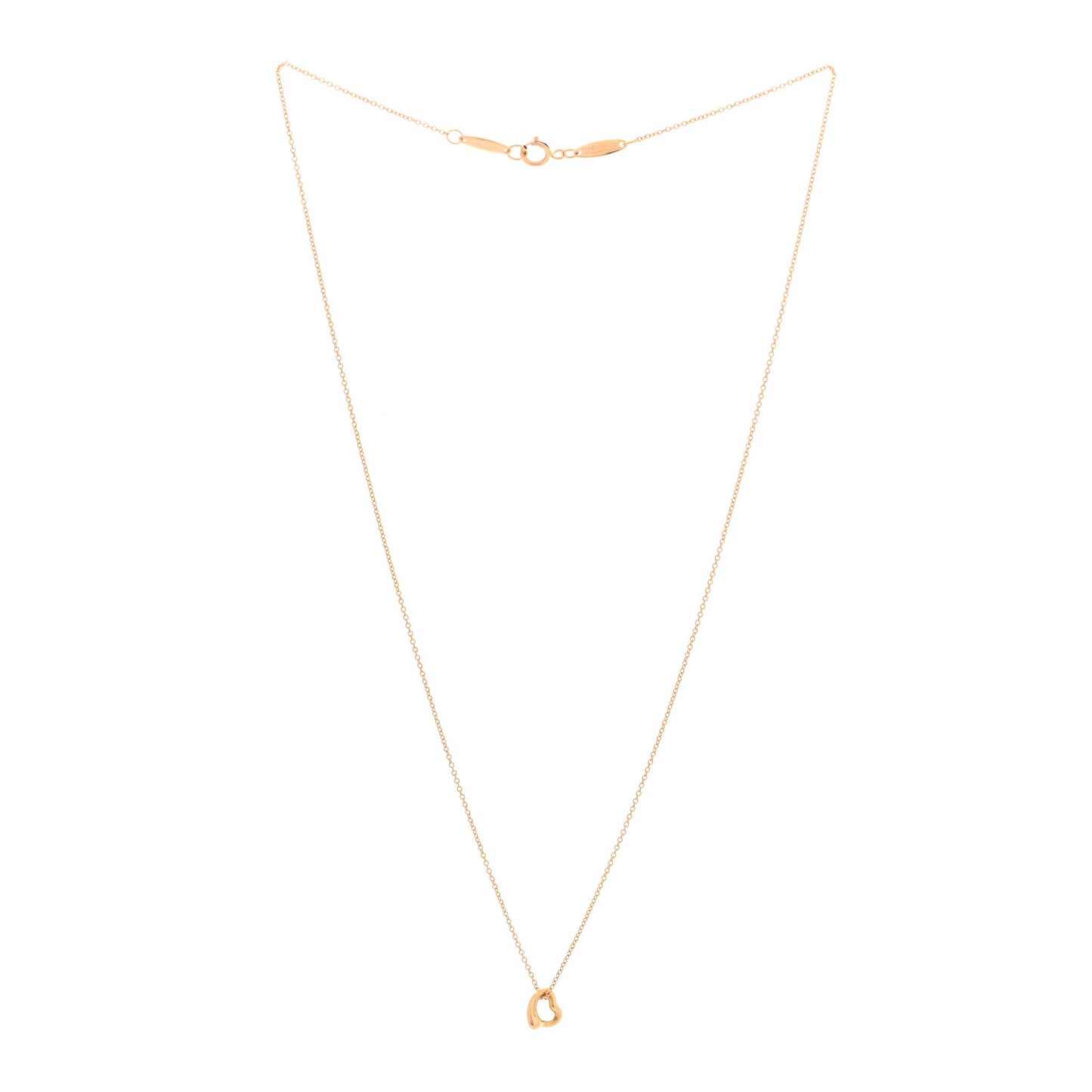 18K Rose Gold 7mm Elsa Peretti Open Heart Pendant Necklace