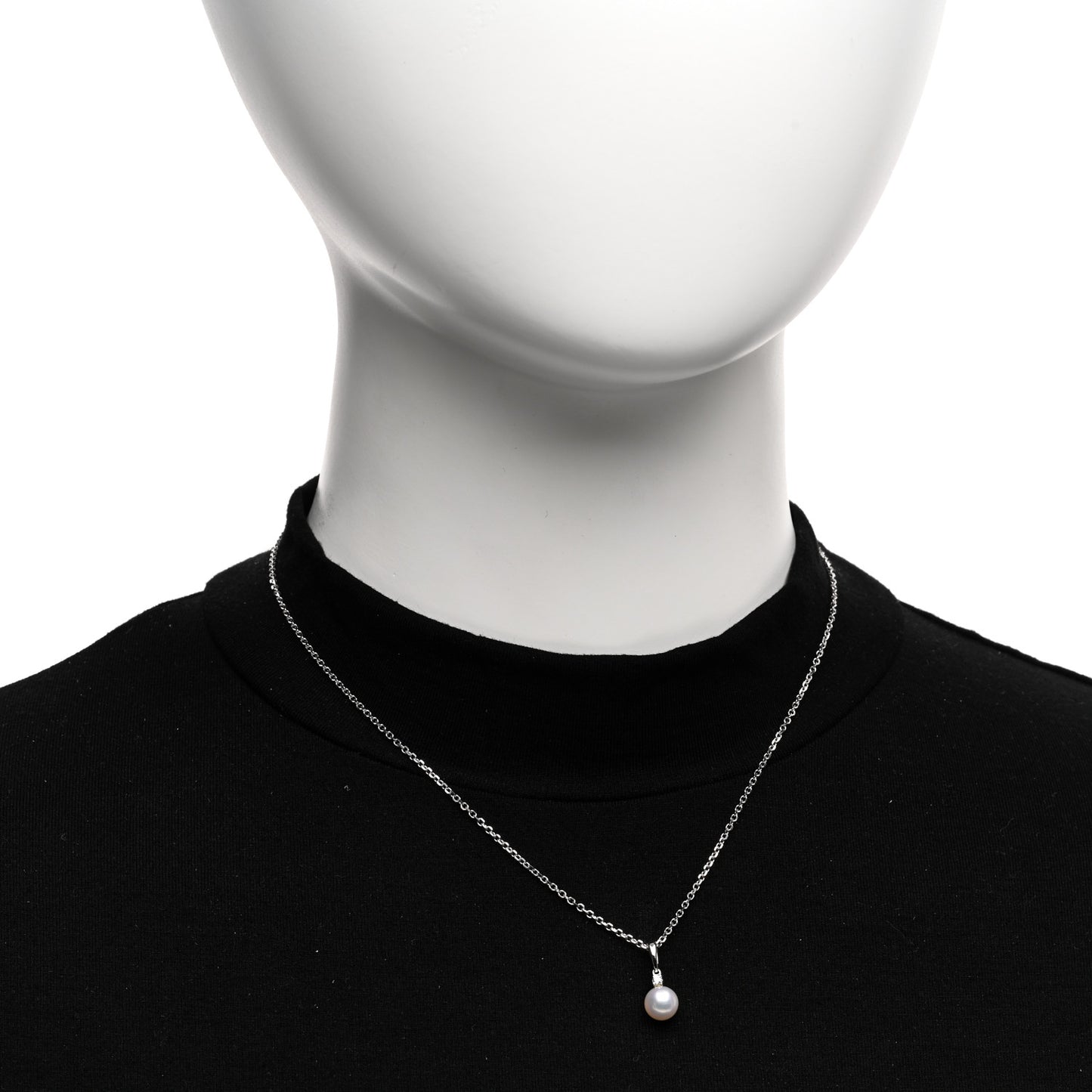 18K White Gold Diamond Akoya Pearl 6.5-7mm Morning Dew Pendant Necklace