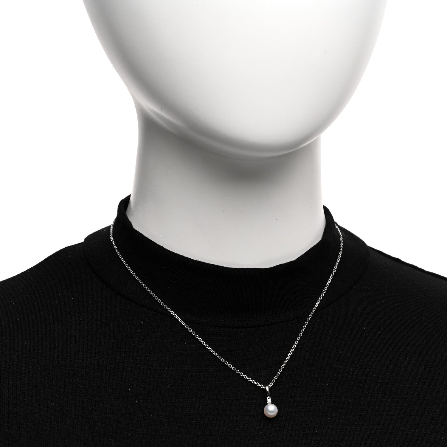 Mikimoto 18K White Gold Diamond Akoya Pearl 6.5-7mm Morning Dew Pendant Necklace 2 of 4