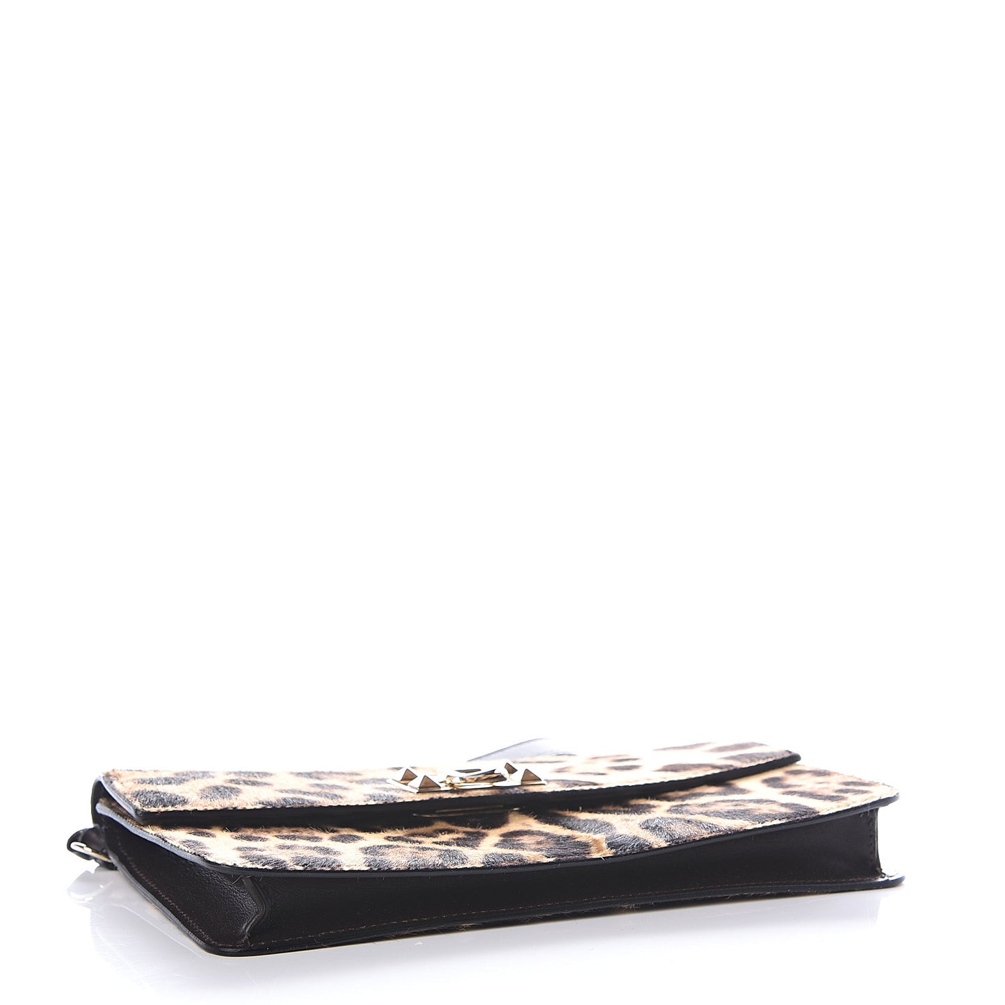 Calf Hair Leopard Print Rockstud Wristlet
