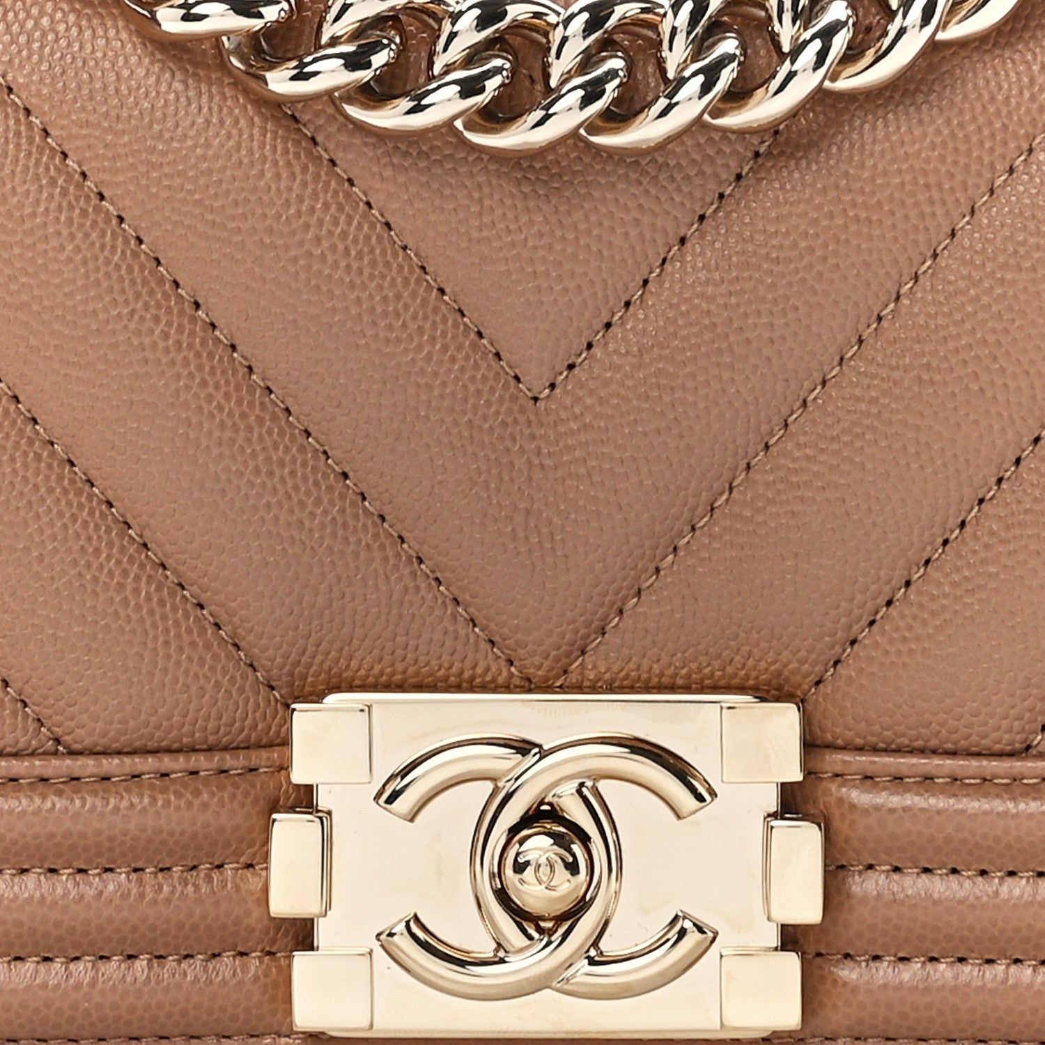 Chanel Caviar Chevron Quilted Small Boy Flap Brown 8 of 12