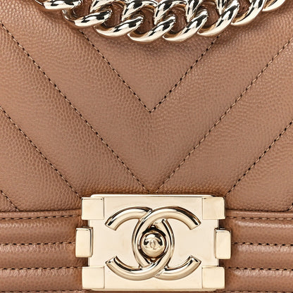 Chanel Caviar Chevron Quilted Small Boy Flap Brown 8 of 12