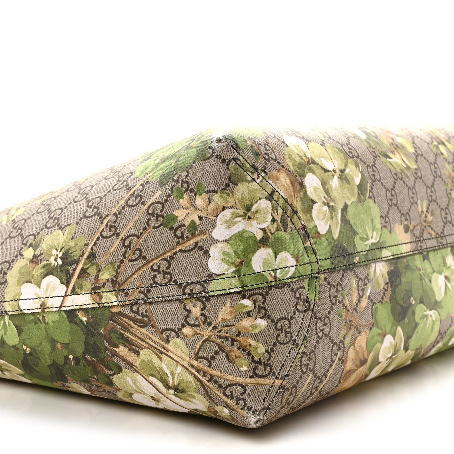 Gucci GG Supreme Monogram Blooms Large Reversible Tote Beige New Military Black 14 of 15