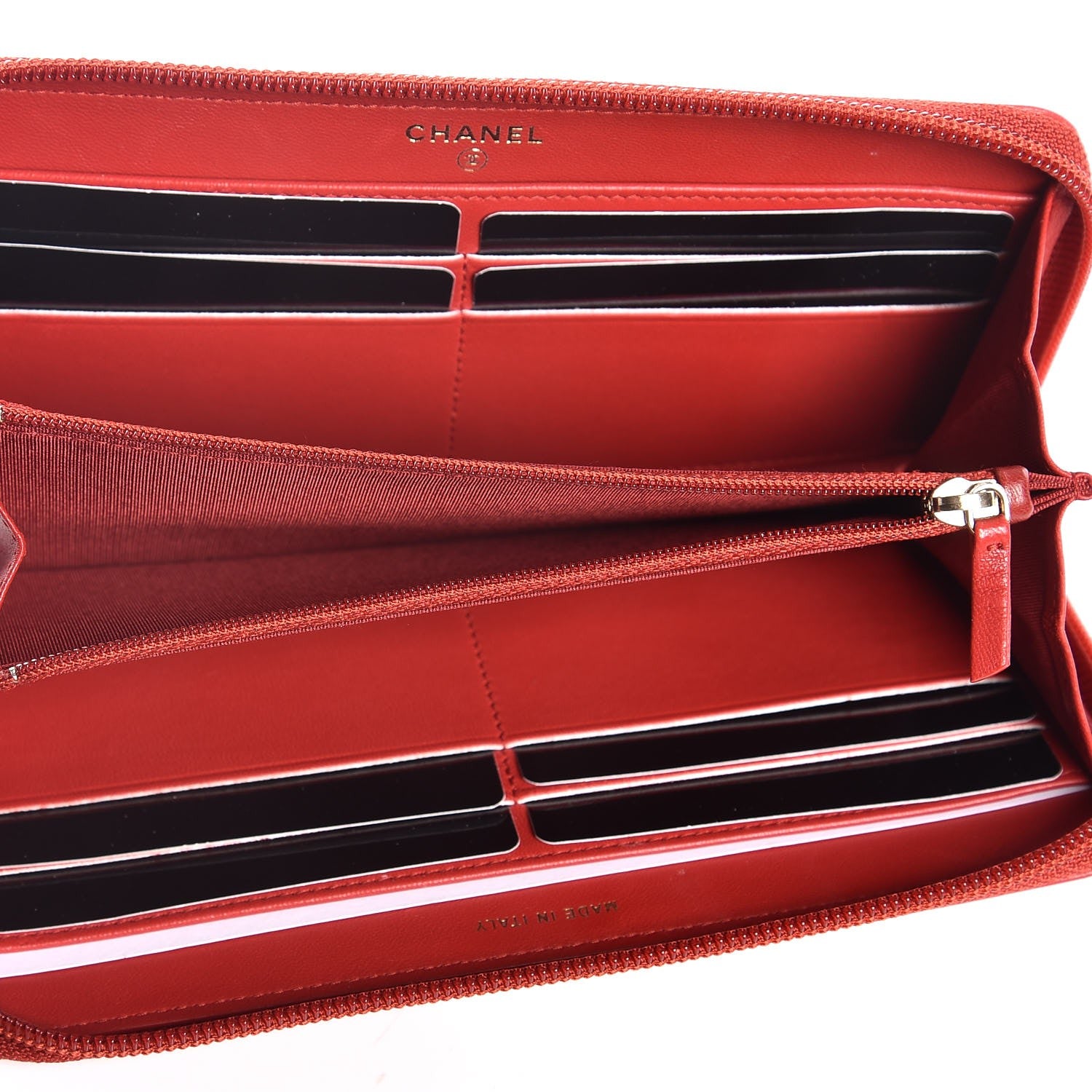 Chanel Lambskin Quilted Boy Zip Around Wallet Red 5 of 7