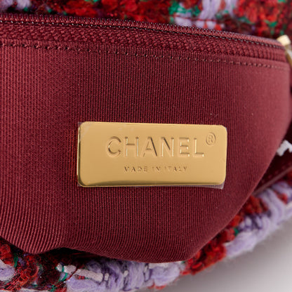 Chanel Tweed Quilted Medium Chanel 19 Flap Red Purple Green 6 of 10