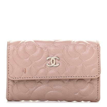 Chanel Goatskin Camellia Embossed Card Holder Wallet Light Pink 1 of 7