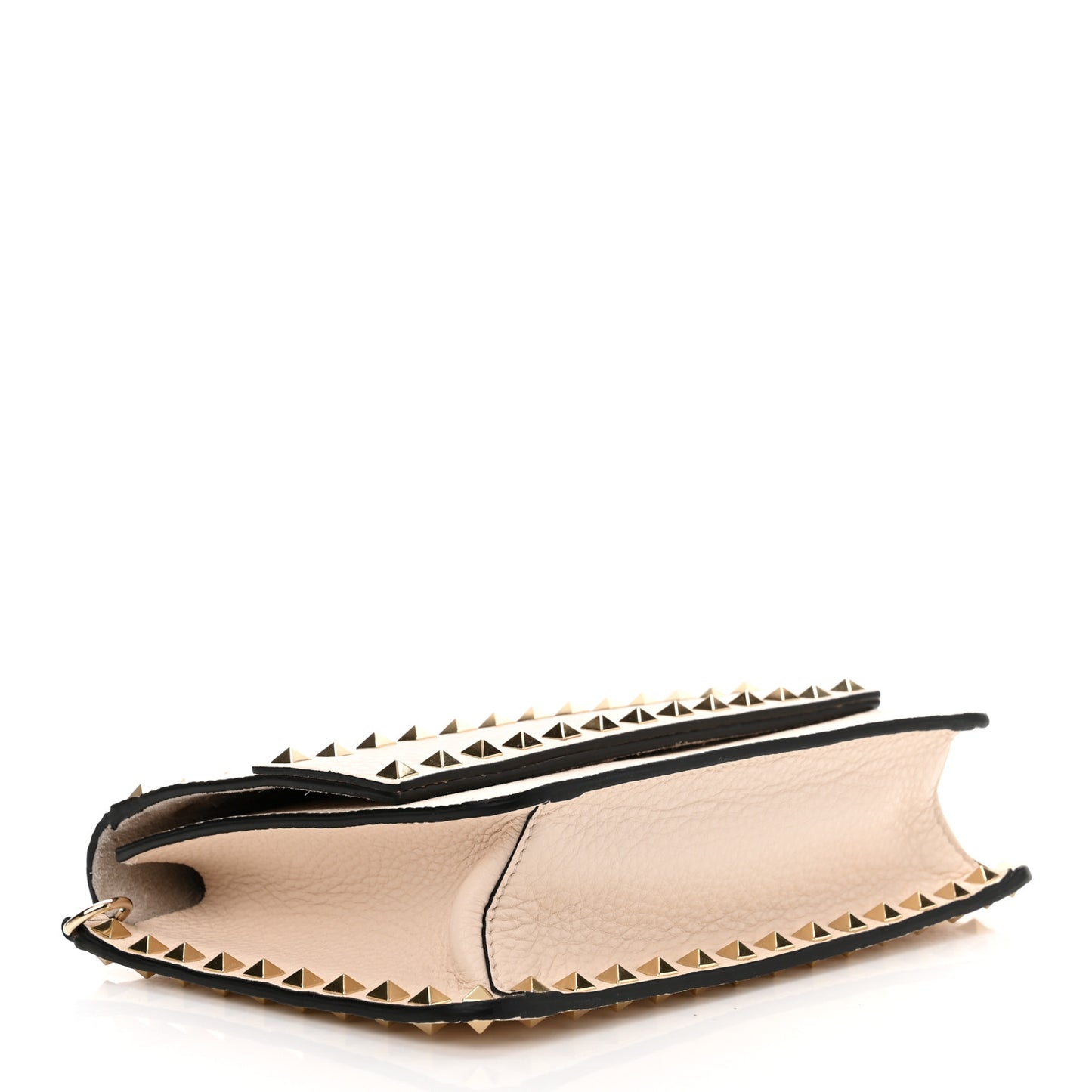 Grained Calfskin Small Rockstud Flap Crossbody Bag Light Ivory