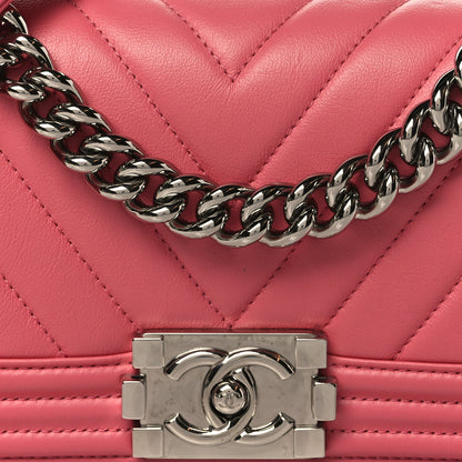 Chanel Calfskin Chevron Quilted Small Boy Flap Pink 8 of 10