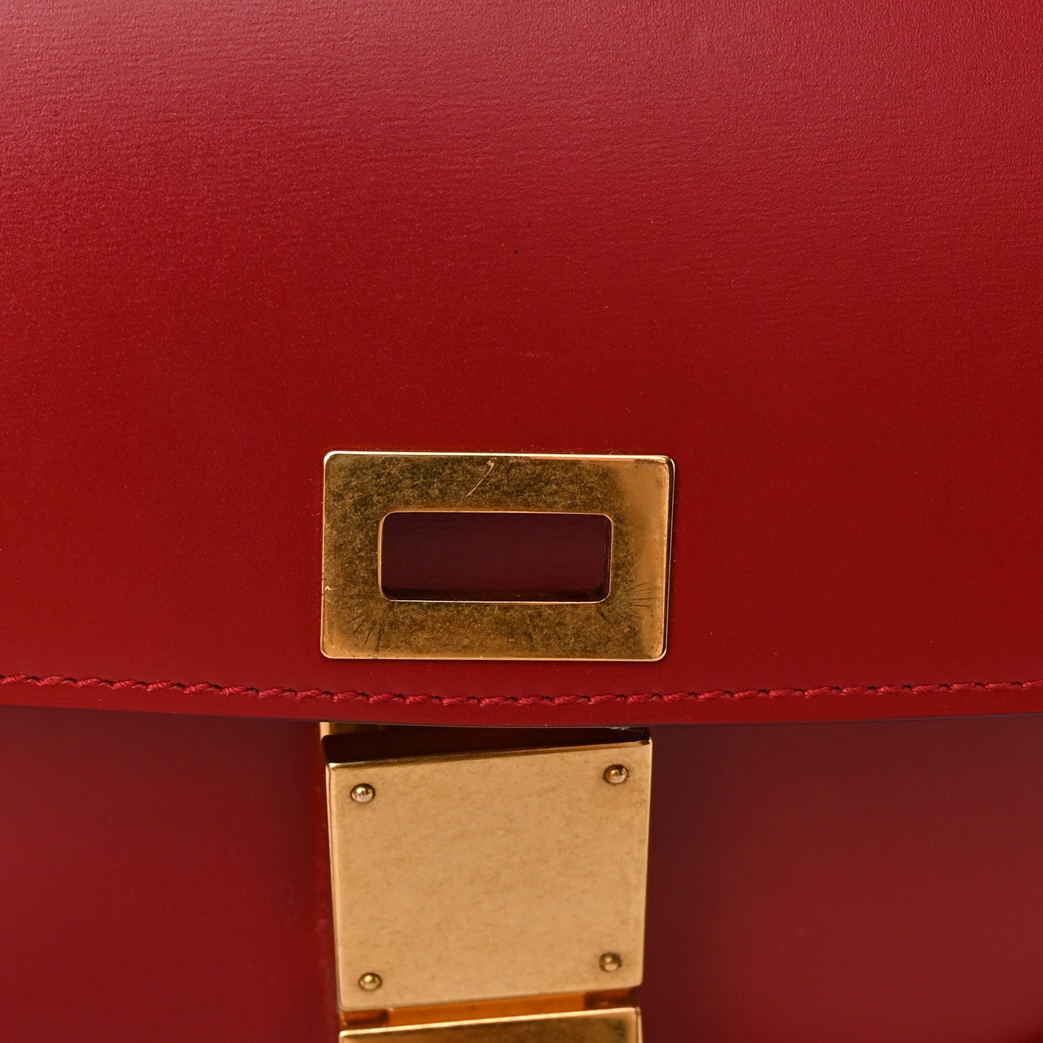 Celine Smooth Calfskin Medium Classic Box Flap Bag Red 12 of 15
