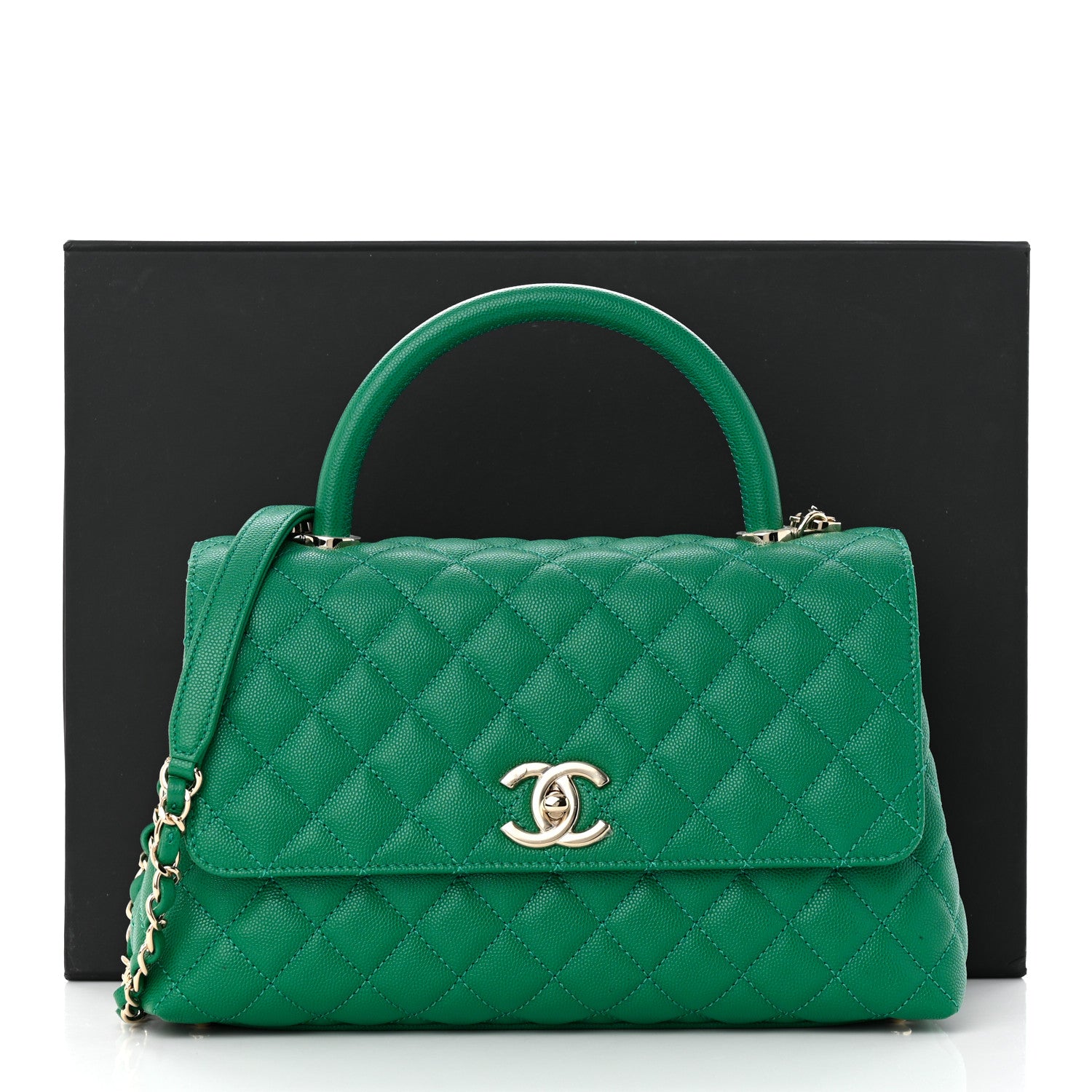Chanel Caviar Quilted Small Coco Handle Flap Green 11 of 11