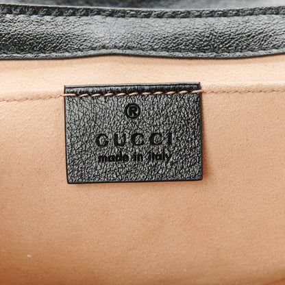 Gucci Vintage Effect Calfskin Matelasse Diagonal Striped Mini Torchon GG Marmont Shoulder Bag Black Beige 6 of 11