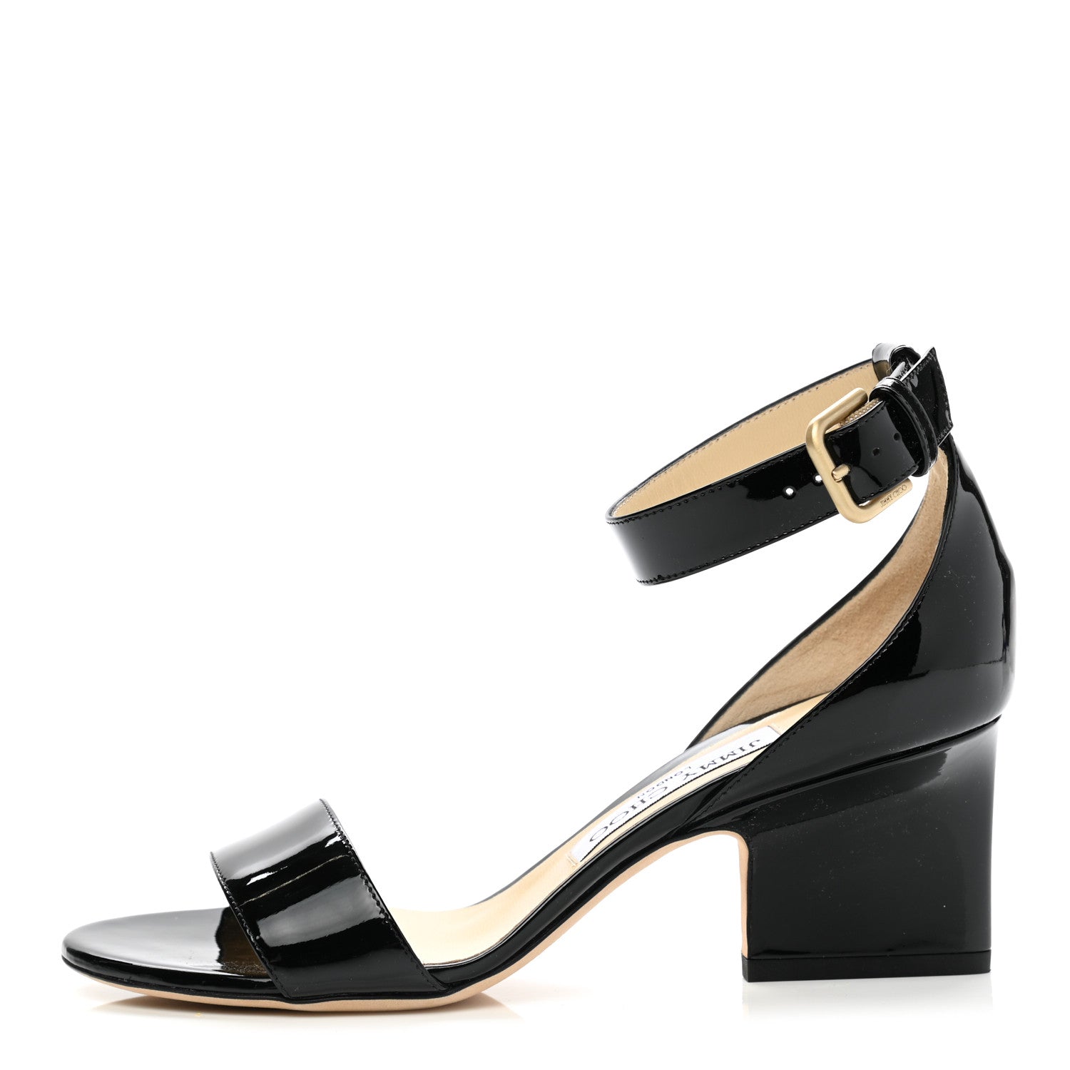 Jimmy Choo Patent Calfskin Edina Sandals 35.5 Black 1 of 8