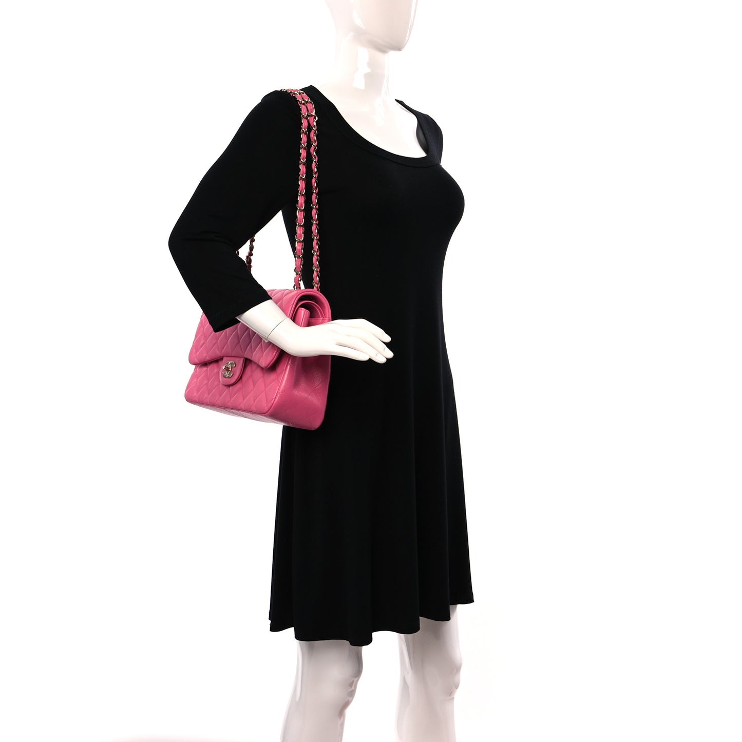 Caviar Quilted Jumbo Double Flap Pink