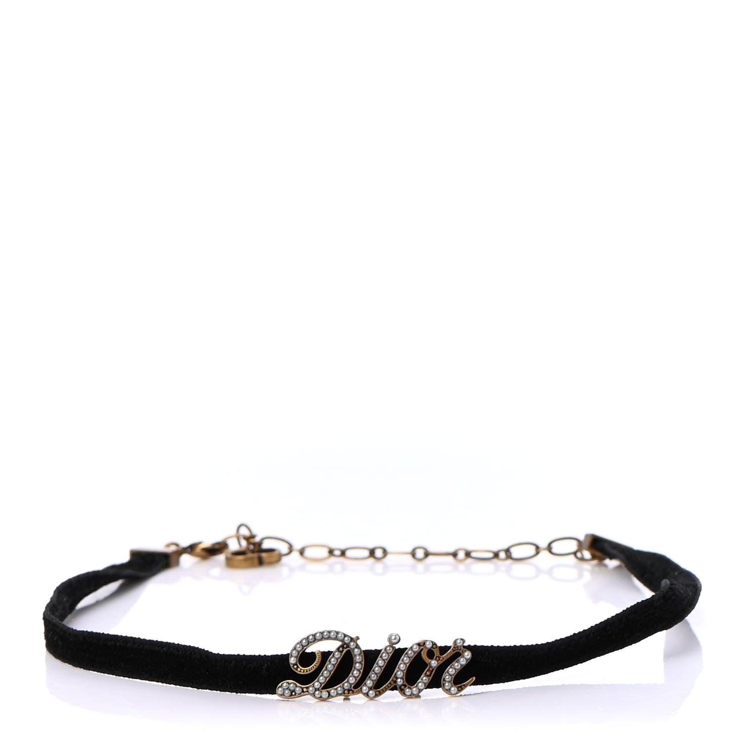 Christian Dior Velvet Pearl DIOR Choker Necklace Black 1 of 5