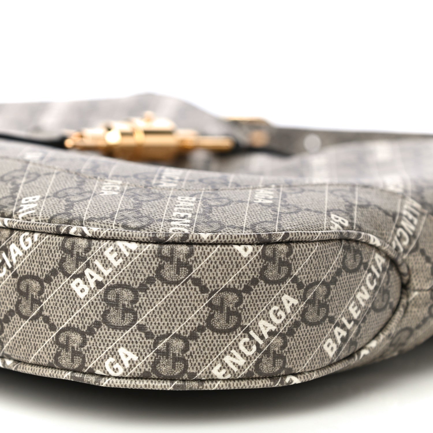 Gucci X BALENCIAGA GG Supreme Monogram Logo Print Medium Jackie 1961 Hobo Beige Ebony 11 of 14