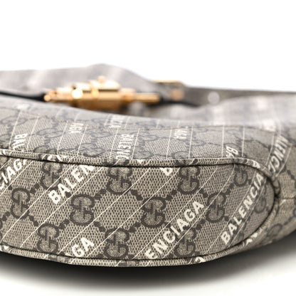 Gucci X BALENCIAGA GG Supreme Monogram Logo Print Medium Jackie 1961 Hobo Beige Ebony 11 of 14