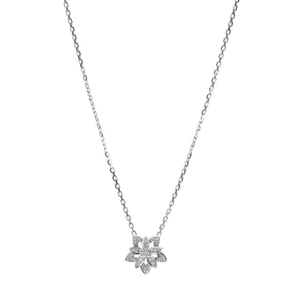 Van Cleef & Arpels 18K White Gold Diamond Mini Lotus Pendant Necklace 1 of 8
