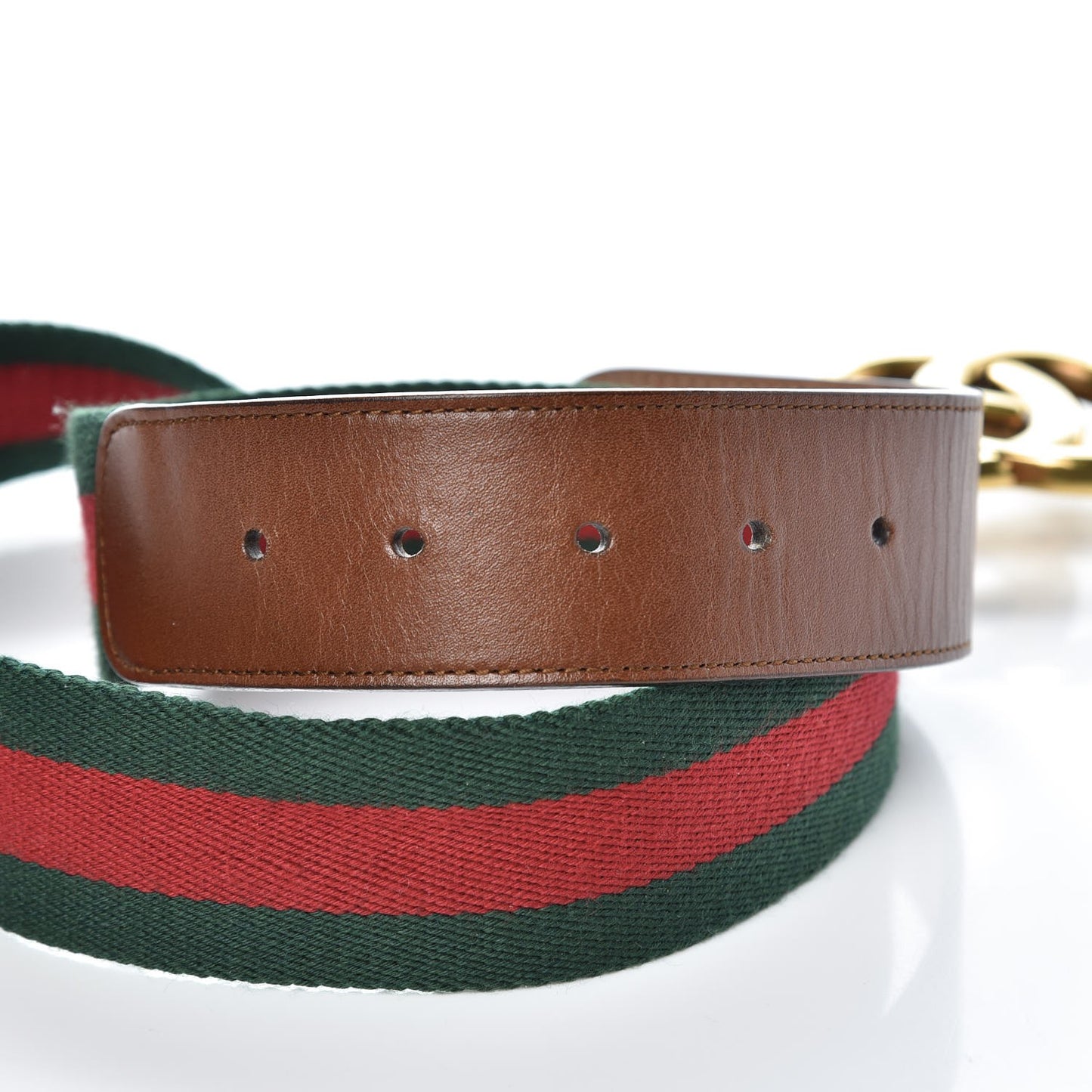 Nylon Calfskin Double G Web 40mm Belt 85 34 Green Red Cuir