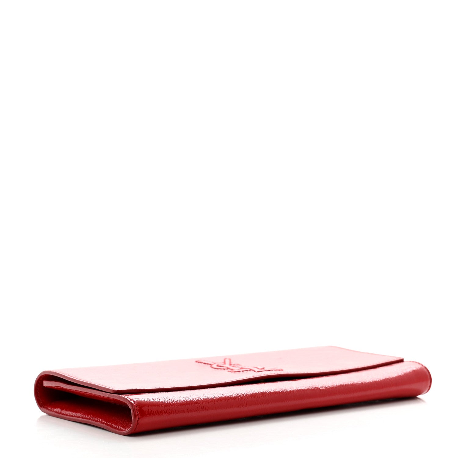 Saint Laurent Textured Patent Monogram Large Belle De Jour Clutch Red 4 of 7