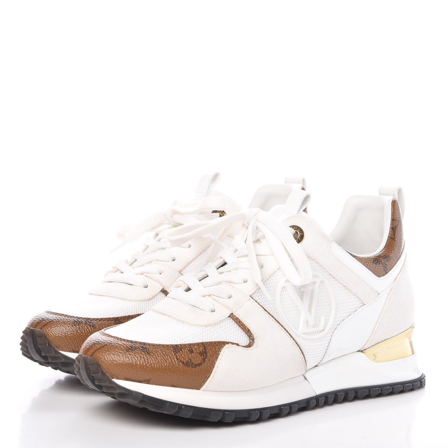 Suede Reverse Monogram Run Away Sneakers 36 White
