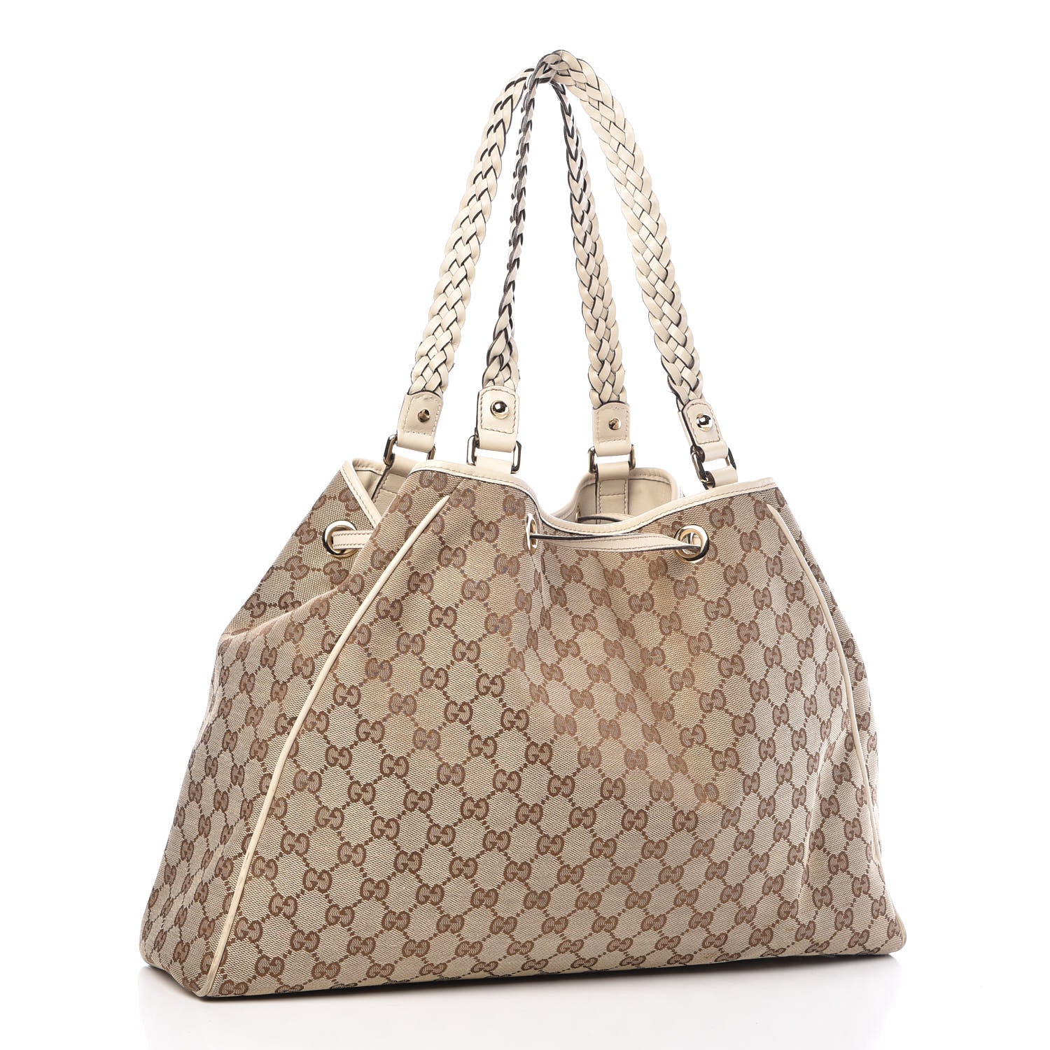 Gucci Monogram Peggy Braided Tote Off White 3 of 17